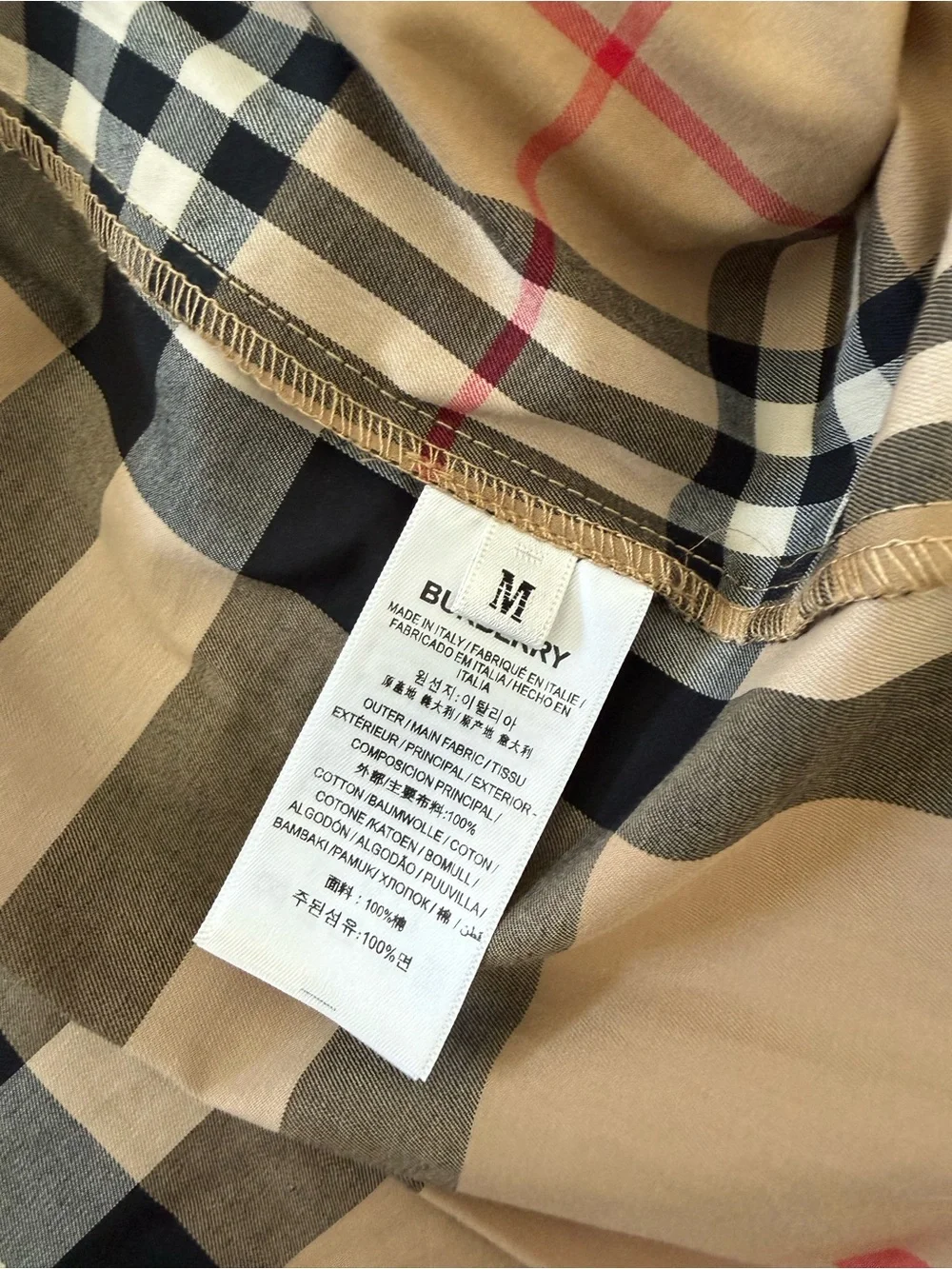 Checkered Short Sleeve Shirt Dress in Beige, Black & Red - Picture 7 of 7